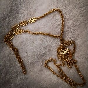 Long gold tone necklace